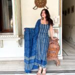 Tranquil Threads Blue Kurti Trouser Set