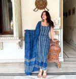 Tranquil Threads Blue Kurti Trouser Set