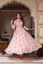 Baby Pink Premium Chinon Anarkali Suit Set - Image 2