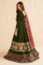 Juliet’s Olive Green Anarkali Kurti Lehenga Set With Embroidered Dupatta - Image 11
