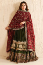Juliet’s Olive Green Anarkali Kurti Lehenga Set With Embroidered Dupatta - Image 10