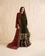 Juliet’s Olive Green Anarkali Kurti Lehenga Set With Embroidered Dupatta - Image 3