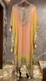 Designer Kaftan Kurta with Embellished Pants – Sunset Color Fusion – Mirror Work & Tassels – Ethnic Fusion Wear - Image 2