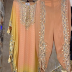 Designer Kaftan Kurta with Embellished Pants – Sunset Color Fusion – Mirror Work & Tassels – Ethnic Fusion Wear