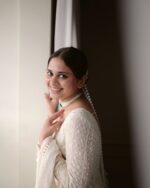 Shanaya Off-White Anarkali Suit Set – Sequin Zari Embroidery – Elegant Wedding/Engagement Ethnic Wear Outfit - Image 5