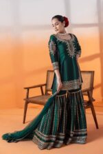Emerald Embroidered Sharara With Top And Dupatta - Image 5