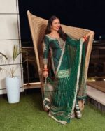 Emerald Embroidered Sharara With Top And Dupatta - Image 4