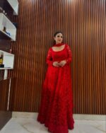 Scarlet Elegance Designer Embroidered Anarkali Suit Set - Image 3