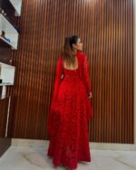 Scarlet Elegance Designer Embroidered Anarkali Suit Set - Image 4