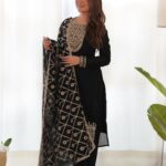 Royal Black Straight Fit Kurta Trouser Set