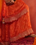 Traditional Bandhani Sharara Set for Women – Mirror Neck Kurta with Dupatta – Perfect for Haldi/Mehendi/Navratri/Wedding - Image 5