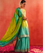 Traditional Bandhani Sharara Set for Women – Mirror Neck Kurta with Dupatta – Perfect for Haldi/Mehendi/Navratri/Wedding - Image 9