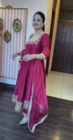 Royal Pur Vichitra Hot Pink Anarkali Suit - Image 4