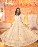 Women's Ivory Anarkali Gown Set – Heavy Embroidered – Floor-Length Party/Wedding Ethnic Wear
