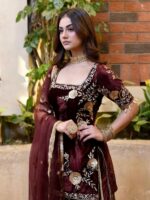 Royal Velvet Embroidered Sharara Suit - Image 2