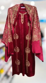 Royal Silk Velvet Embroidered Suit Set with Designer Dupatta and Pant - Image 2