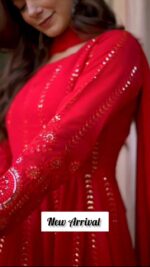 Radiant Red Gota Patti Anarkali Suit - Image 5