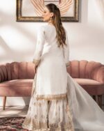 Ivory Gold Sharara Suit Set – Hand Embroidered Kurta with Flared Sharara & Dupatta – Bridesmaid/Reception Outfit Ethnic Wear - Image 4