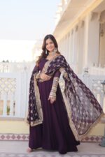 Blossom Elegance Gown with Dupatta - Image 7