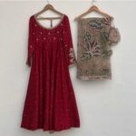 Mawra Designer Anarkali With Handcrafted Dupatta - Image 11