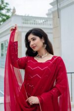 Crimson Elegant Anarkali Suit - Image 7
