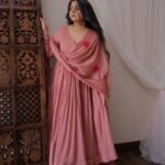 Blush Rose Anarkali Set with Embroidered Dupatta