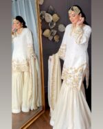Reshma White Elegance Sharara Suit Set With Dupatta - Image 4