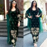 Emerald Gold Velvet Suit Set - Image 5