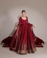 Red Rose Premium Silk Anarkali Suit Set - Image 4