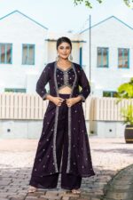 Mahi Crop Top Trouser With Shrug Set