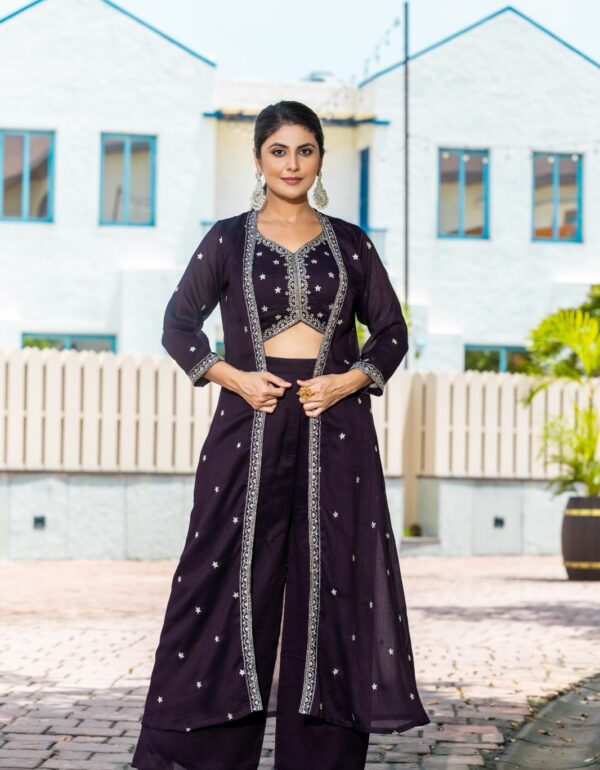 Mahi Crop Top Trouser With Shrug Set