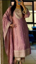 Blush Mauve Embroidered Salwar Kameez Set - Image 5