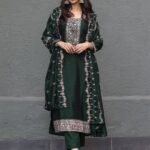 Zehra Emerald Green Embroidered Suit Set