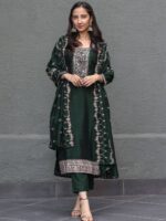 Zehra Emerald Green Embroidered Suit Set