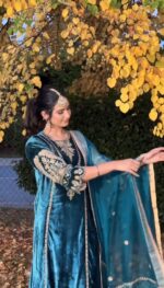 Elegant Teal Embroidered Salwar Kameez with Dupatta - Image 4