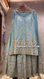 Mirror Embroidered Peplum Sharara Set - Image 4