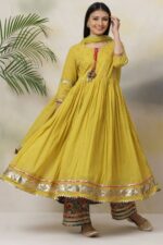 Mustard Yellow Embroidered Anarkali Suit