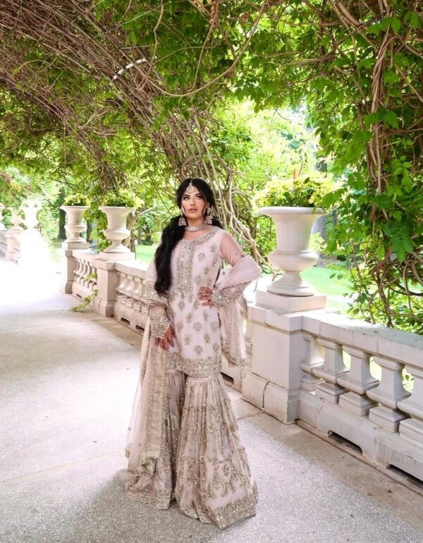 Ivory Elegance Embroidered Sharara Set
