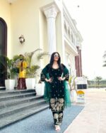 Emerald Gold Velvet Suit Set - Image 2