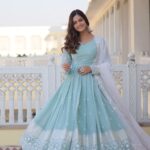 Azure Bright Anarkali Gown With Dupatta