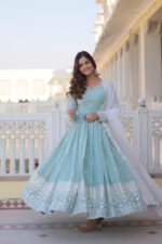 Azure Bright Anarkali Gown With Dupatta