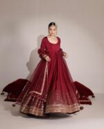 Red Rose Premium Silk Anarkali Suit Set - Image 6