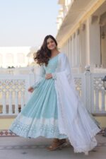 Azure Bright Anarkali Gown With Dupatta - Image 5