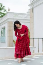 Crimson Elegant Anarkali Suit - Image 4