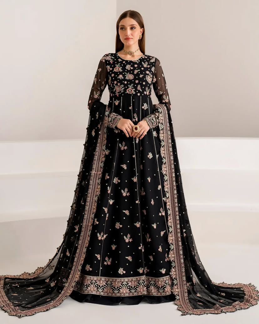 d317bb4d-00f8-4243-a2e0-c8f51ca873d0.jpeg Black Rose Zari Embroidered Anarkali - Image 1