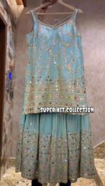 Mirror Embroidered Peplum Sharara Set - Image 2