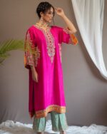 Royal Fuchsia Kurta Palazzo With Dupatta Set
