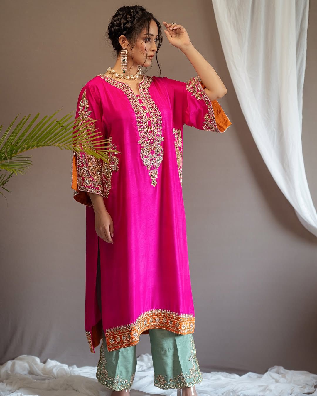 f1f22347-d6df-4c45-8cd0-b536993d4d21.jpeg Royal Fuchsia Kurta Palazzo With Dupatta Set - Image 1