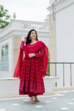 Crimson Elegant Anarkali Suit - Image 8