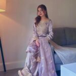 Luxurious Gold Embellished Mauve Party Wear